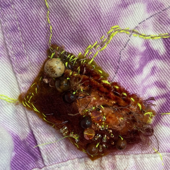 Hand embroidered + embellished jean style jacket - Picture 7 of 15